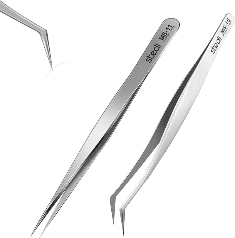 Stedi 2PCS Precision Tweezers Set, Model Hobby Making Tools,Ultra-Precision Premium Stainless Steel Tweezers for Gundam, Scale Military Model, 3D Resin Parts, Industrial Tweezers - Image 1
